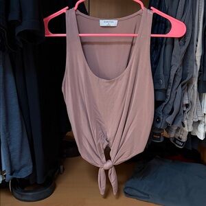 Babaton Dusty Pink Tie-Front Crop Top
